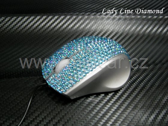 Myš k PC optická Lady Line Diamond NT svítící zeleno modrá