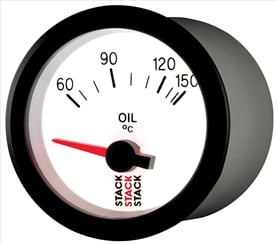 Elektrický budík teplota oleje STACK - Přídavné budíky ST32 mají pohyb ručičky 90°. Jednoduché 3-drátové připojení
