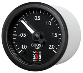 Mechanický budík tlak turba STACK 2.0 bar - Tlakoměr -1.0 do +2.0 bar (uni T montáž)   černý číselník 52 mm