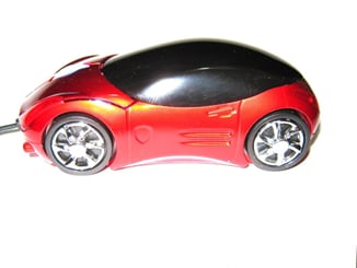 USB myš auto k PC optická tuning svítící červená - ergonomický tvar padne skvěle do ruky