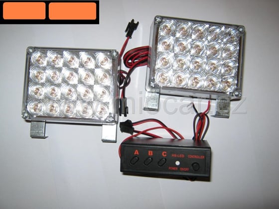 Stroboskopy 2 x 20 LED flash light 3 funkce - ovládací panel / oranžový