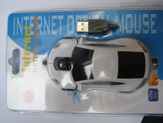 Myš ve tvaru auta Porsche optická USB svítící bílá - Myš bílá usb ve tvaru auta.