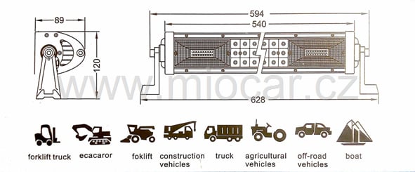 Pracovní světlo Led, Off-road světlo 90 LED 270W COMBO - rozměry, parametr  pracovní svelto led (1)