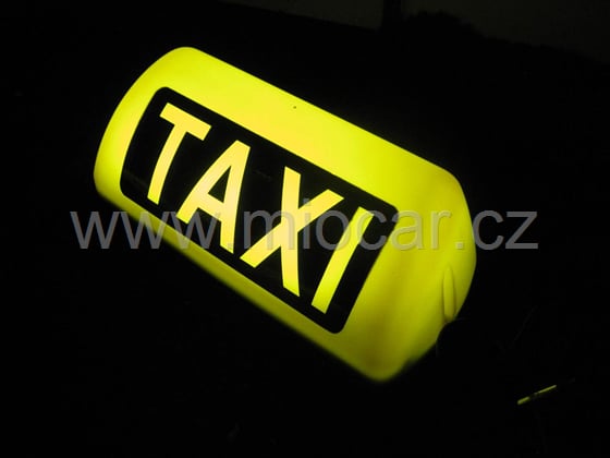 Taxi transparent na střechu magnetický 12V, LED podsvícený