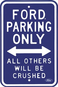 Cedule Ford Crushed Parking only - prolisovaná 