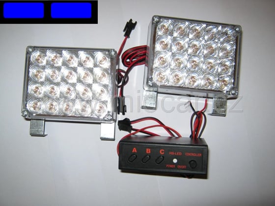 Stroboskopy 2 x 20 LED flash light 3 funkce - ovládací panel /  modrý