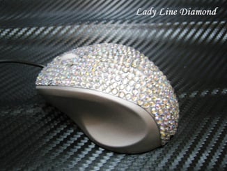 Myš k PC optická Lady Line Diamond NT svítící stříbrná - Tělo myši poseto kamínky - diamantový design