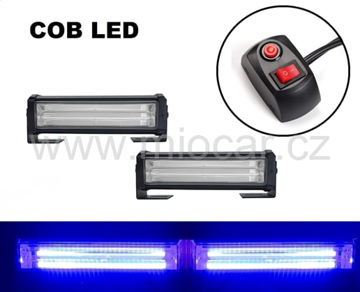 COB PREDÁTOR, LED stroboskopy 2x panel modrý 12-24V