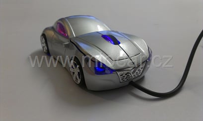 Myš ve tvaru auta FF stříbrná, svítící - myš auto USB  stříbrná 5070 (4)