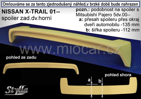 Spoiler zad.dveří horní Nissan X-trail 01-