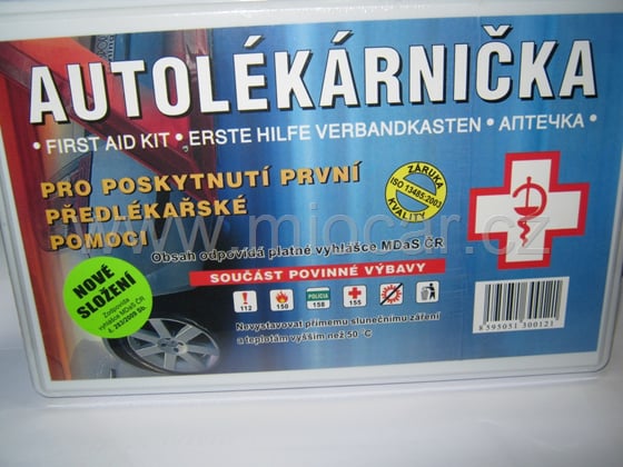 Autolekárnička NOVÁ VYHLÁŠKA č. 283/2009 Sb. bílá plast krabička
