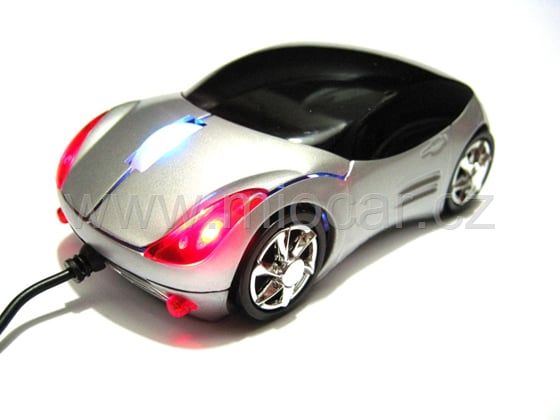 Myš auto k PC optická USB tuning svítící stříbrná