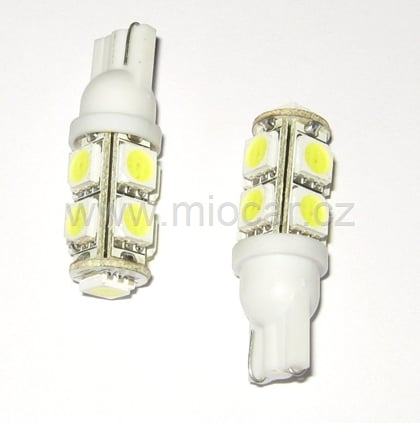 LED SMD parkovací žárovky T10 12V 9x led bílá / 2ks