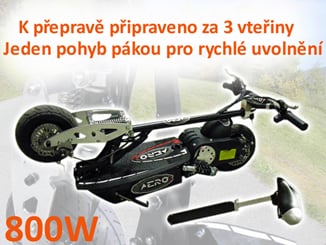 Elektrická koloběžka  800W - Velice rychlá manipulace při složení / rozložení.