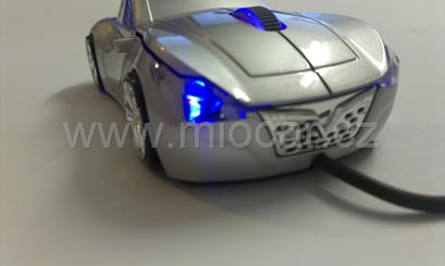 Myš ve tvaru auta FF stříbrná, svítící - myš auto USB  stříbrná 5070 (6)