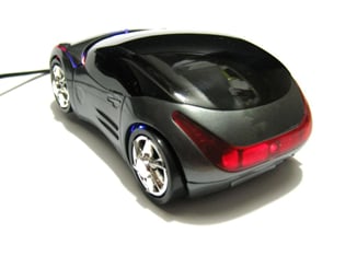 USB myš auto k PC optická tuning svítící grafitová - S touto myší můžete po Vašem psacím stole hbitě pádit - přičemž svítí přední a zpětná světla