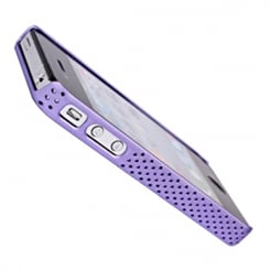 Zadní kryt iPhone 4 / 4GS děrovaný fialový - Výseky pro tlačítka a zdířku nabíjení, děrovaný kryt iPhone 4G.