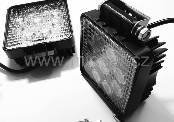 Led pracovní světla 27W, 9x led hranatá
