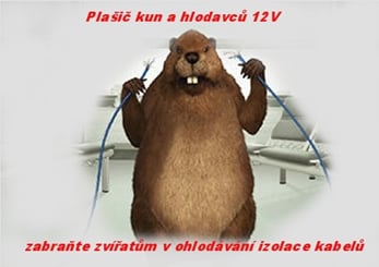 Plašič kun a hlodavců 12V - zabraňte zvířatům v ohlodávání izolace kabelů, 12V