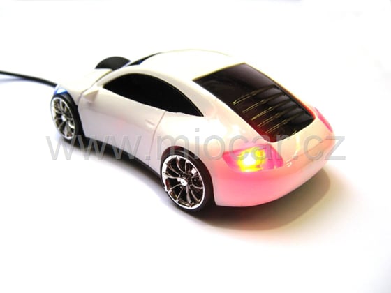 Myš ve tvaru auta Porsche optická USB svítící bílá
