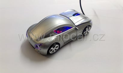 Myš ve tvaru auta FF stříbrná, svítící - myš auto USB  stříbrná 5070 (12)