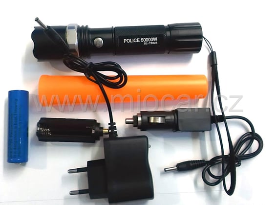 LED svítilna 3W, ZOOM, dobijeci + nástavec