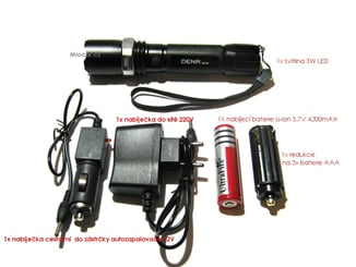 LED svítilna hliníková, 1x LED 3W, dobíjecí, ZOOM - led svítilna 3W (1)