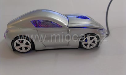 Myš ve tvaru auta FF stříbrná, svítící - myš auto USB  stříbrná 5070 (3)
