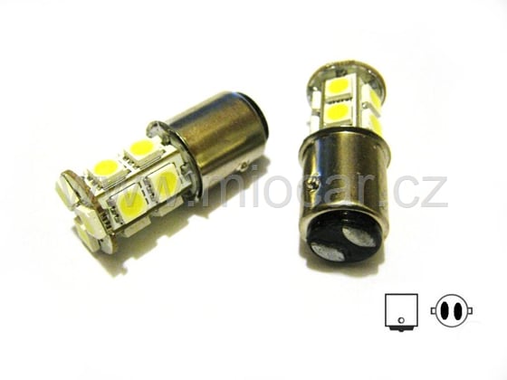 Led žárovka 13 SMD  led 12V BA15D dvojvláknová bílá