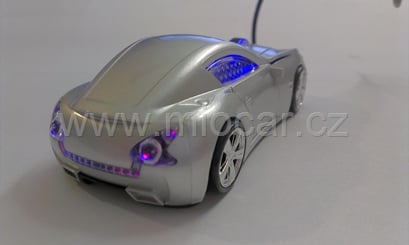 Myš ve tvaru auta FF stříbrná, svítící - myš auto USB  stříbrná 5070 (9)
