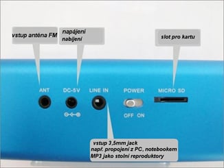 Music Angel MP3 přehrávač 4 in 1 USB - flasch, SD, FM, Speaker černý - vlastní vestavěná aku baterie, napájení / nabijení přímo počítačem přes USB slot