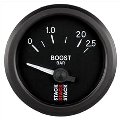 Elektrický budík  tlak turba STACK 2.5 bar - Tlakoměr 0-2.5 bar (1/8NPT)   černý číselník 52 mm