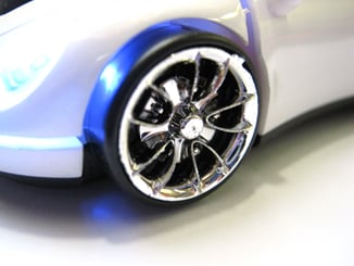 Myš ve tvaru auta Porsche optická USB svítící bílá - propracované detaily