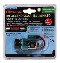 Zapalovač do auta 12V SET (zelený podsvit) - Autozapalovač, zelené podsvícení. Komlpetní set, napětí 12 V