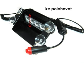 LED Stroboskopy policie bílé - Střední část stroboskopů je otočná, lze jej nastavit dle sklonu čelního skla na požadovaný  na úhel.