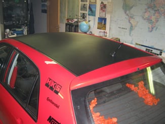 Polep vozů, motorek instalace 3D folií - Folie Carbon 3D polep Toyota  střecha.