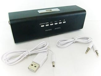 Music Angel MP3 přehrávač 4 in 1 USB - flasch, SD, FM, Speaker černý - Součástí balení: 1x 3,5 m jack konektor a 1x USB-3,5 jack konektror délka 100 cm
