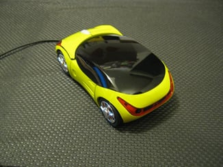 USB myš auto k PC optická tuning svítící žluto zelená - Myš ve tvaru auta - auto myš. USB.