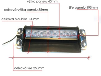 LED Stroboskopy policie MAXI oranžové - Stroboskopy velký panel rozměry.JPG