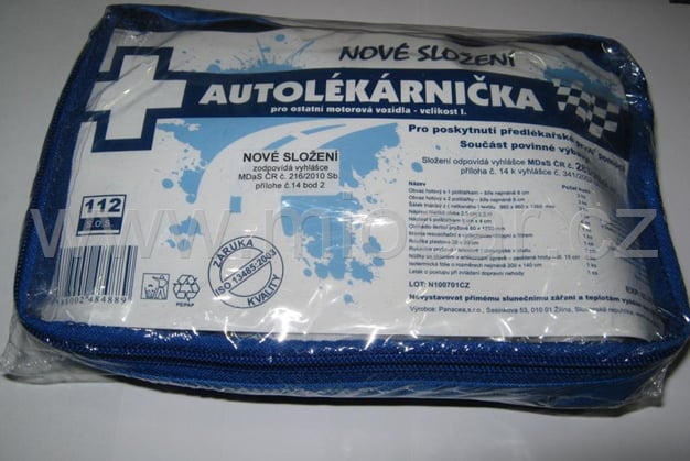 AUTOLÉKÁRNIČKA taška polštářek modrá  nová vyhláška 283/2009 sb
