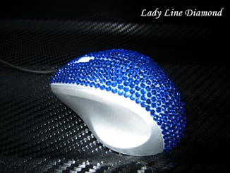 Myš k PC optická Lady Line Diamond NT svítící modrá - Tělo myši poseto kamínky - diamantový design   