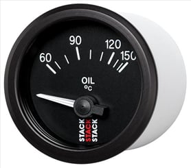 Elektrický budík teplota oleje STACK - Přídavné budíky ST32 mají pohyb ručičky 90°. Jednoduché 3-drátové připojení.