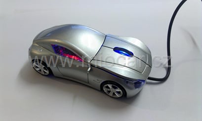 Myš ve tvaru auta FF stříbrná, svítící - myš auto USB  stříbrná 5070 (11)