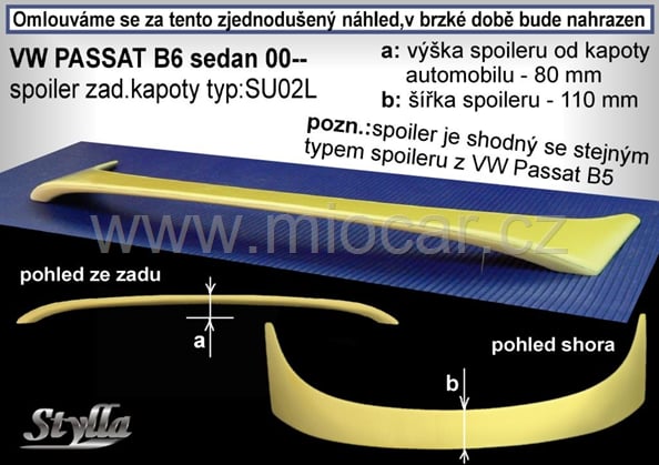 VW Passat B5 3BG sedan křídlo Sport