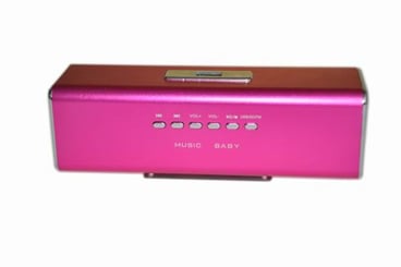 Music Angel MP3 přehrávač 4 in 1 USB - flasch, SD,  FM,  Speaker  růžový - kompaktní lehce přenosný reproduktorový systém 