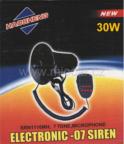 Megafon 7 tonů mikrofon 12V siréna 30W