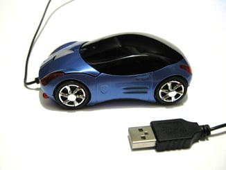 USB myš auto k PC optická tuning  svítící modrá - ergonomický tvar padne skvěle do ruky